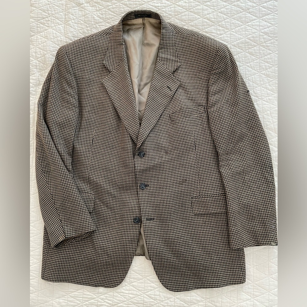 MONSIEUR GIVENCHY Made in USA Vintage Houndstooth Check Wool Jacket Size 46 L